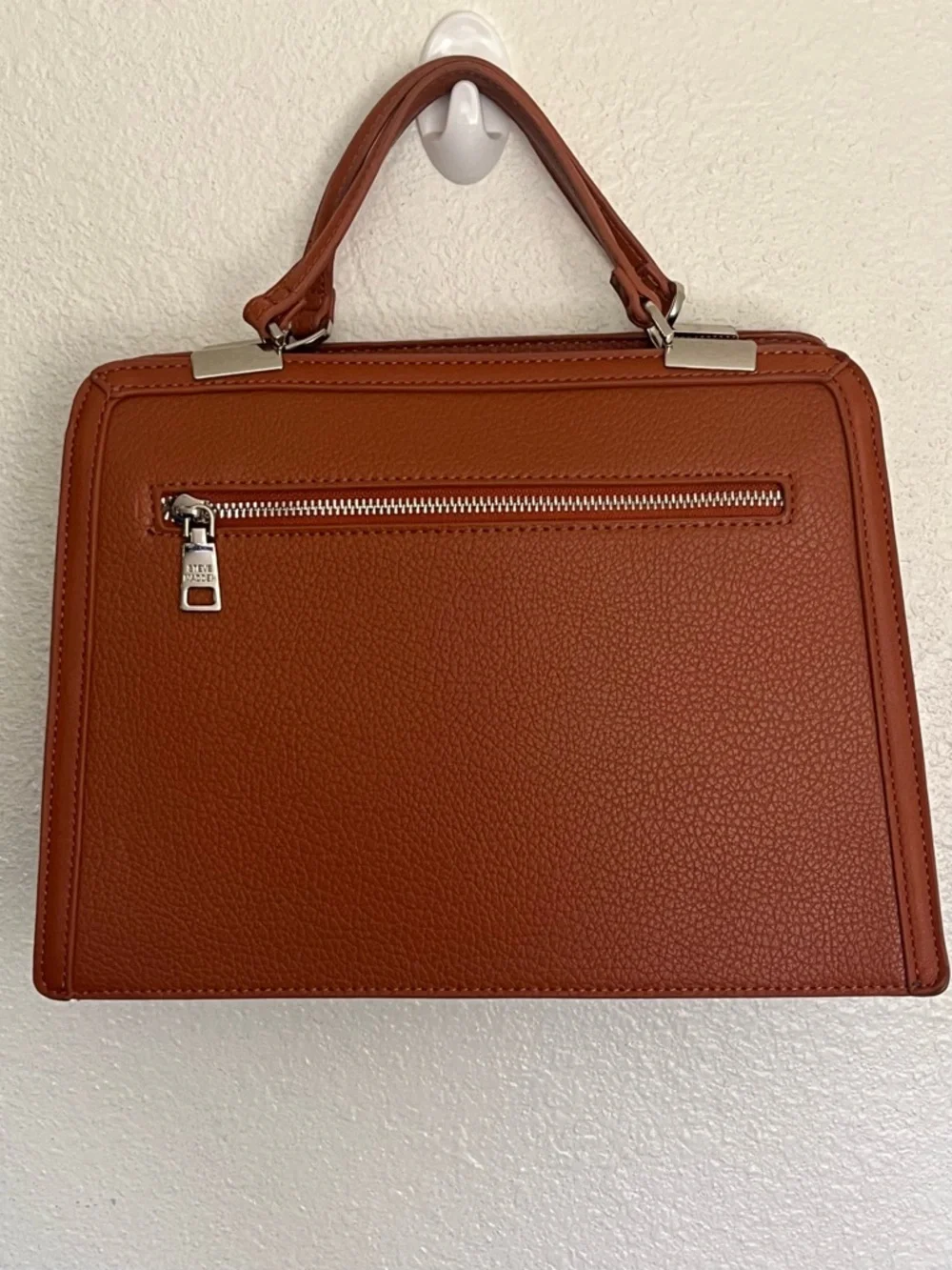 Steve Madden Embossed SM Top-Handle-Crossbody Satchel in Brown Cognac